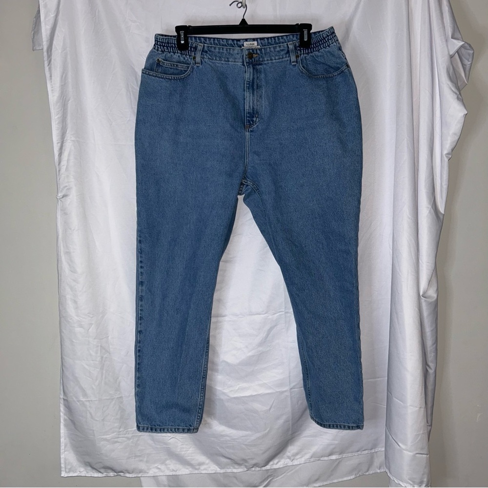 L.L. Bean Original Fit Relaxed Straight Leg 100% Cotton Jeans Elastic Waist 20
